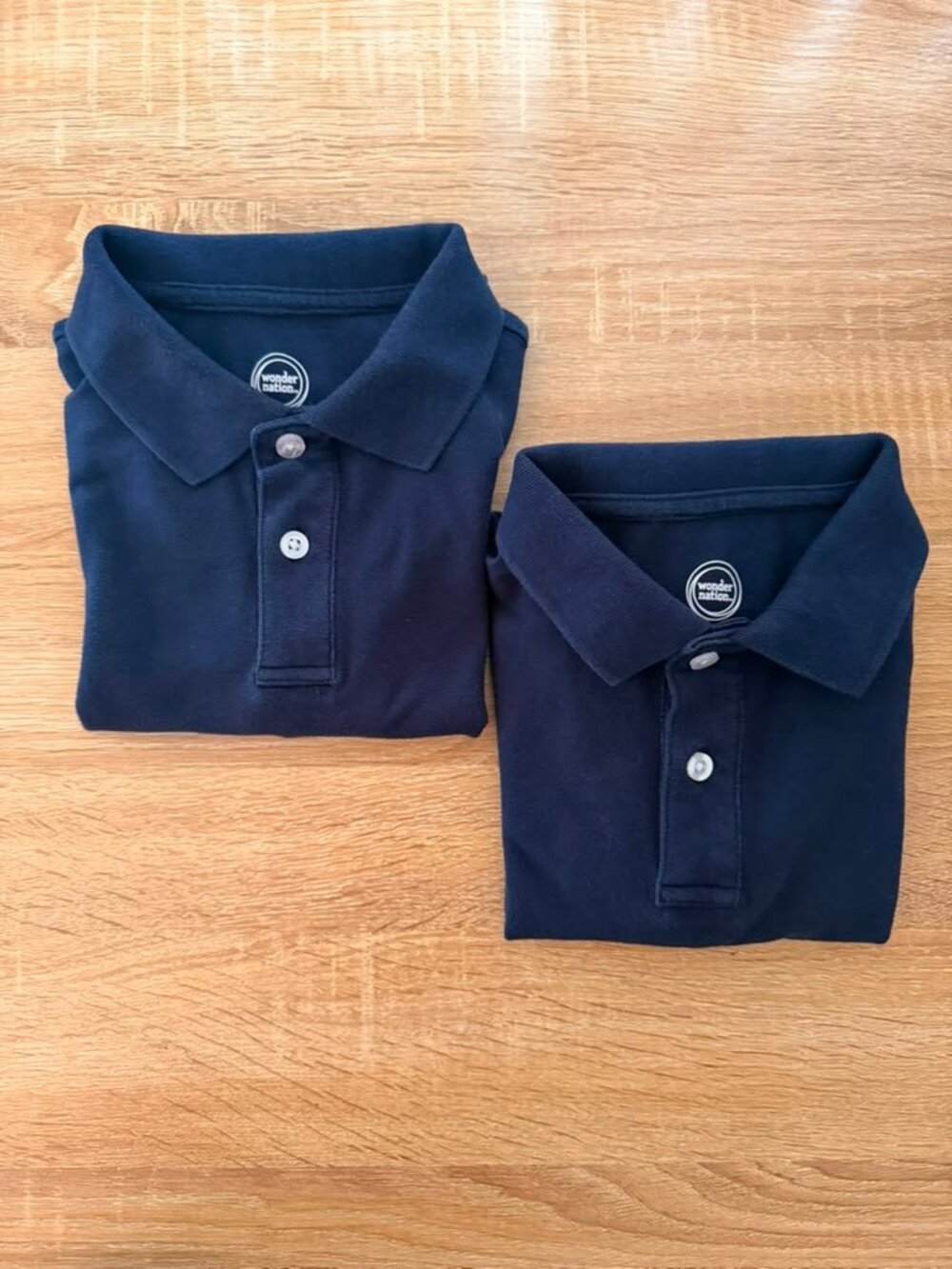 2-Pack Wonder Nation Boys Navy Uniform Polo Shirts  Size S 6-7 Stretch Pique